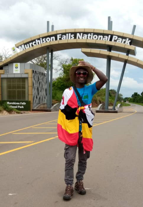 Murchison Falls National Park Main Gate and guide/operator Dickens Barekye